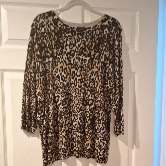 Talbots Leopard Print Lightweight Sweater - Brown and Black - Picture 5 of 5